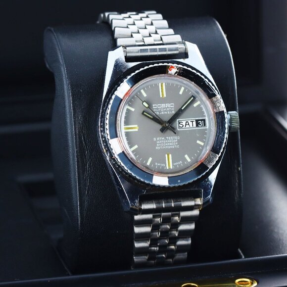 Dobro Divers Vintage Circa 1970s Automatic 38mm, Matte Grey Dial - Stainless Ste - Picture 3 of 9